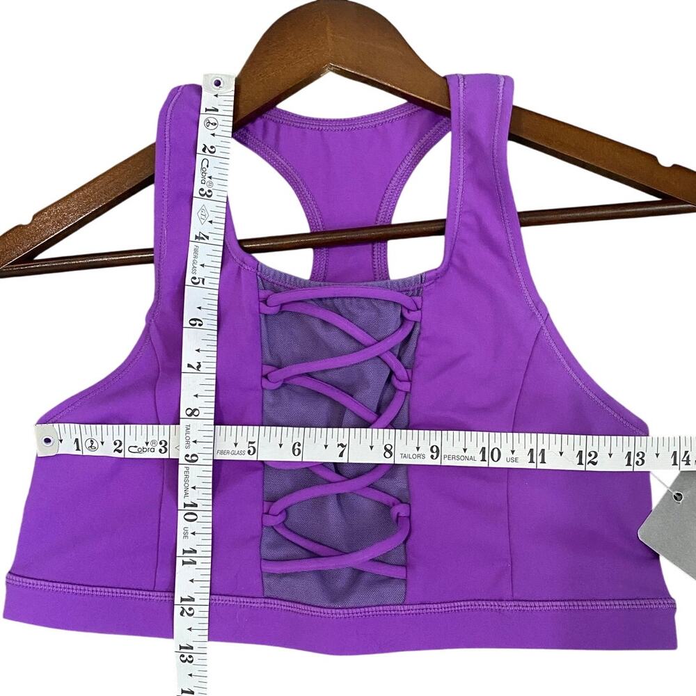 Ivy Sky Sports Bra Tops Set of 2 tops Purple and Teal Lace-up Detail Size M - Picture 6 of 7